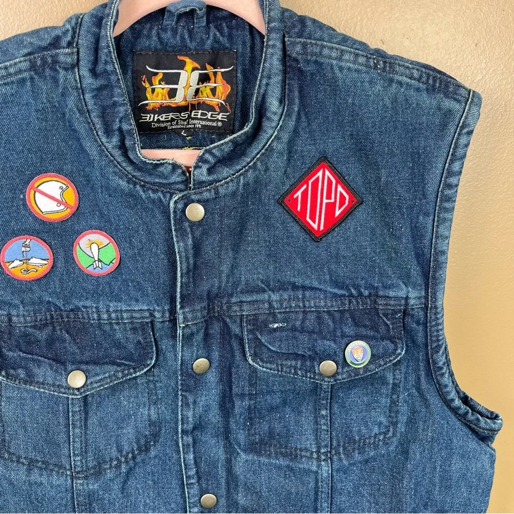 Bikers Edge Denim Motorcycle Vest with Patches Men's Large - Picture 10 of 14